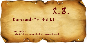 Korcsmár Betti névjegykártya